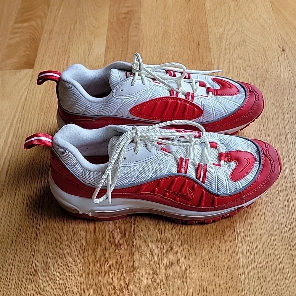 Nike Air Max Red White Youth Unisex Sneaker Leather & Mesh Upper